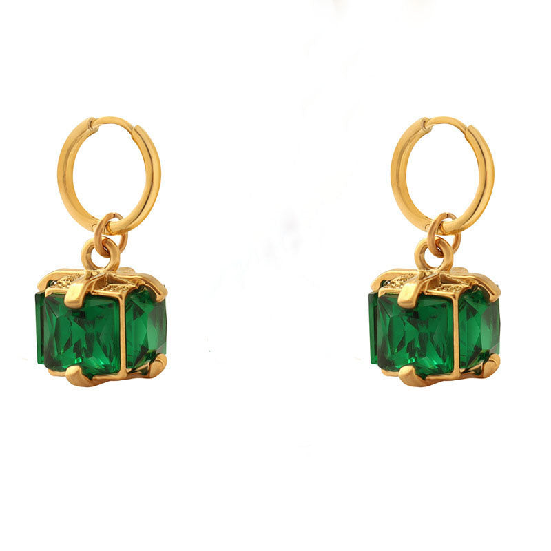 Fashionable Lantern Green Zircon Earrings and Necklace Set