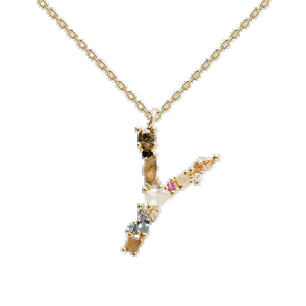 Simplicidade nicho clavícula incrustada com diamante folheado a ouro 14K S925 prata colar com pendente em inglês para mulheres